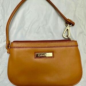 Calvin Klein Tan Leather Wristlet